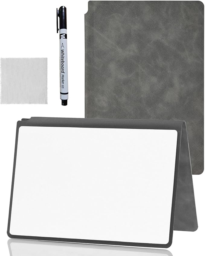 Portable Dry Erase Board,Portable White Board,Small Dry Erase Board,Foldable,Erasable,Repeatable,9.5 * 6.6 inches,for Office,Home,School,Study,Meeting(Black)
