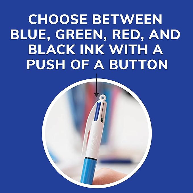 BIC 4-Color Original Retractable Ball Pens, Versatile 1.0mm Medium Point, Long-Lasting Ink, Great Gift Idea, 3-Count in Assorted Colors, (Pack of 2)