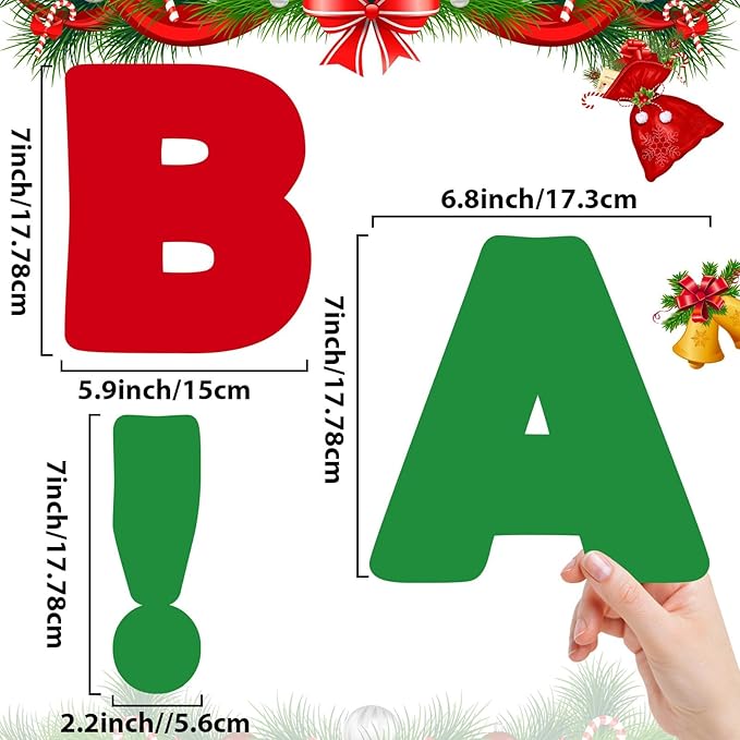 Qyeahkj 150 PCS Large 6" Font Christmas Bulletin Board Letters for Classroom, Red and Green Letters Bulletin Board Christmas Decorations for Xmas Home School Classroom Alphabet Poster Wall Decor
