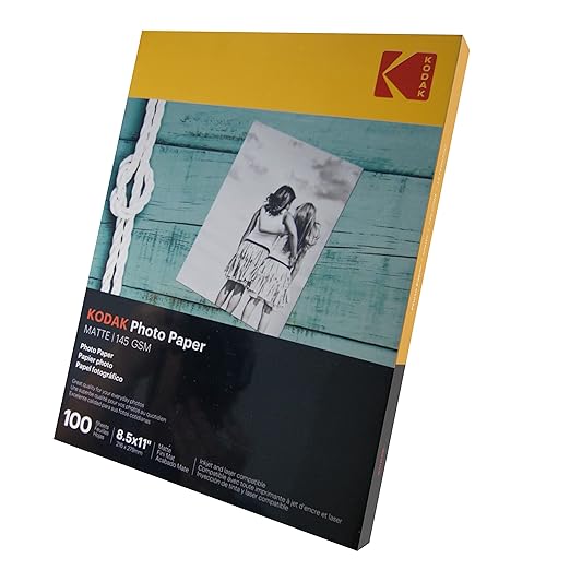 Kodak photo paper 8.5 x 11 matte, 100 count 39 lb - 145 g/m (41184-3510-225)