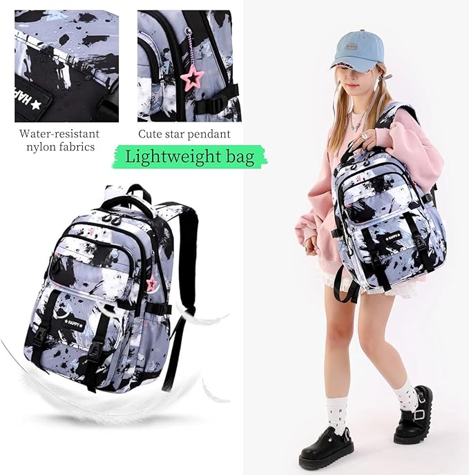 Purple Backpack for Girls Kids Backpacks with Lunch Box Elementary Middle High School Backpacks Students Bookbag Set School Bags for Teens Girls (Purple)