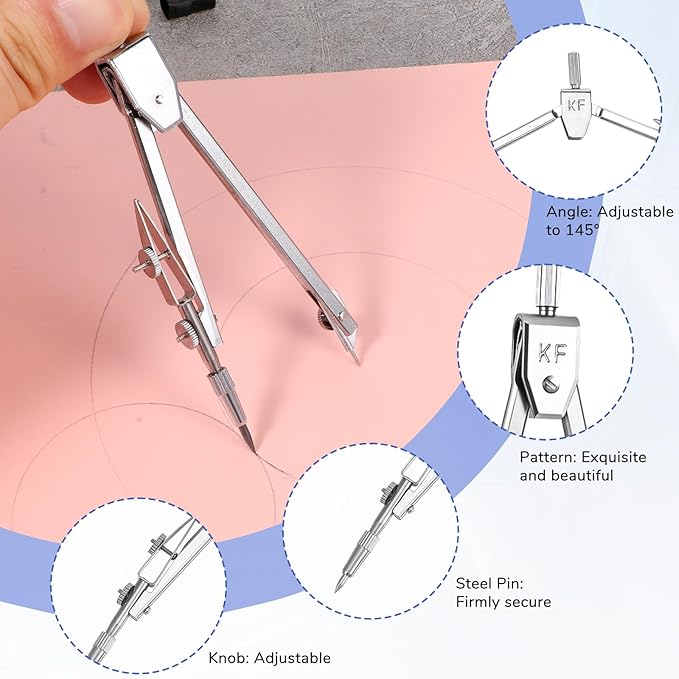 3 Pcs Clear Protractor and Compasses 12 Inch Ruler Set, Geometry Math Transparent Measuring Tools, Transparent Drawing Measuring Rulers for Office Woodworking Art Drawing