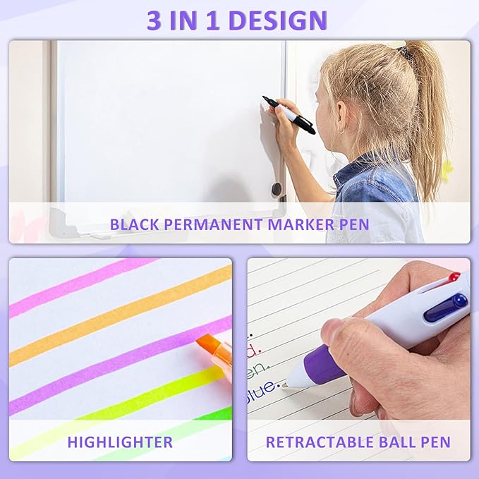 Nurse Pen Set, Mini Highlighter Nurse Pen Pack Set Nurse Pens for Badge Include Tip Highlighter Permanent Marker Pen Retractable Ball Pens with Nursing Keychain Clip for Nurse Present (6 Set)