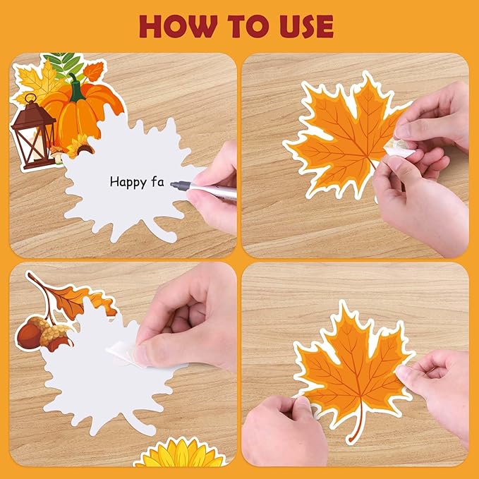 80 Pcs Happy Fall Cutouts for Bulletin Board Decor Set with Border - Fall Thanksgiving Paper Cut-Outs Autumn Themed Maple Leaves Pumpkin Wall Decals for Kids Teacher Supplies Classroom School
