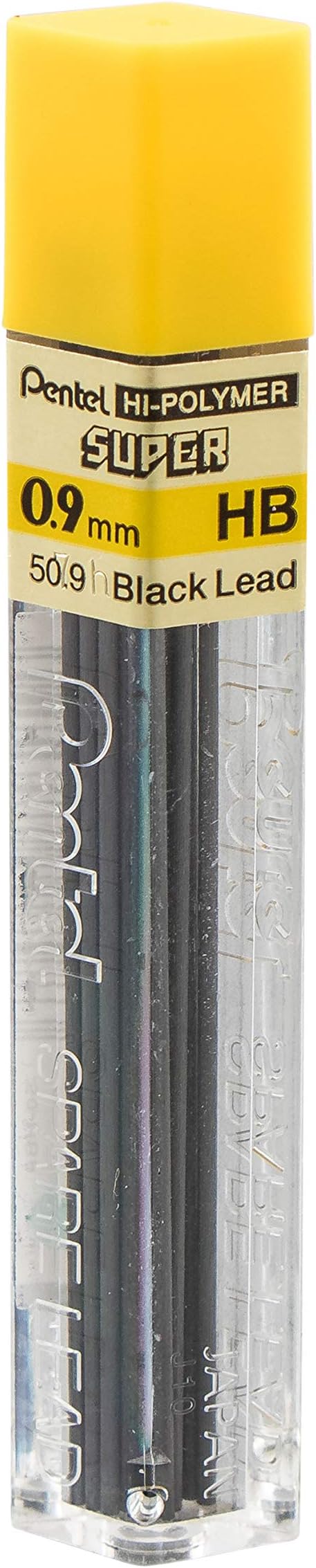 Pentel Super Hi-Polymer Lead Refill, (0.9mm) Thick, HB, 180 Pieces of Lead, 12 Tubes of Lead (50-9-HB)