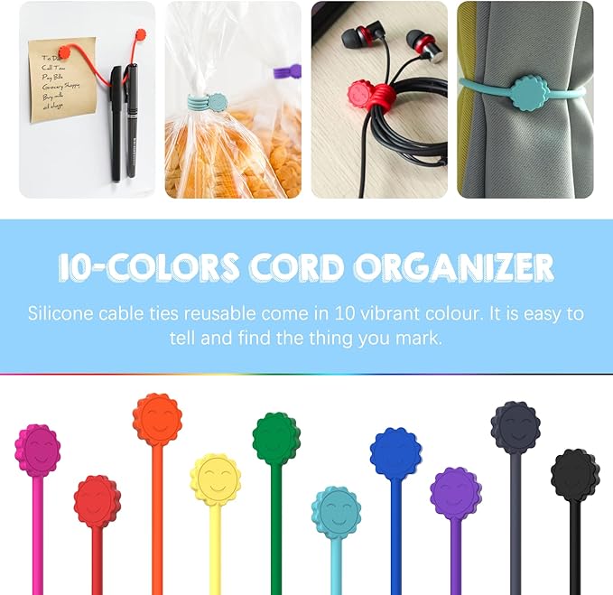 Rich&Ray Silicone Magnetic Twist Ties, Reusable Magnetic Ties for Bundling and Organizing Cable, Holding Stuff, Kitchen Magnets, Office Magnets or Just for Fun (Green, 9 pack)