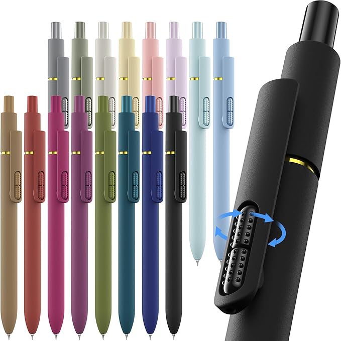 Colorful Gel Pens - 16 Pcs Colored Ink Pens Coloring | 0.7MM Smooth Writing Medium Point - Quick Drying Retractable Colored Pen for Journaling Note Taking (Vintage + Morandi - 16Pcs