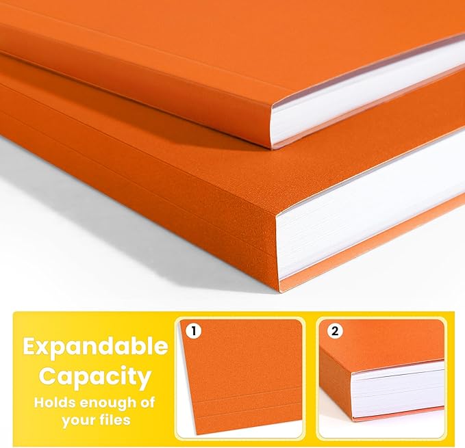 SUNEE File Folders, 18 Pack Manilla Folders 8.5 x 11, 1/3 Cut Tab for Easy Labeling and Organization, Durable Standard Paper for Home, Office, School Filing, Orange