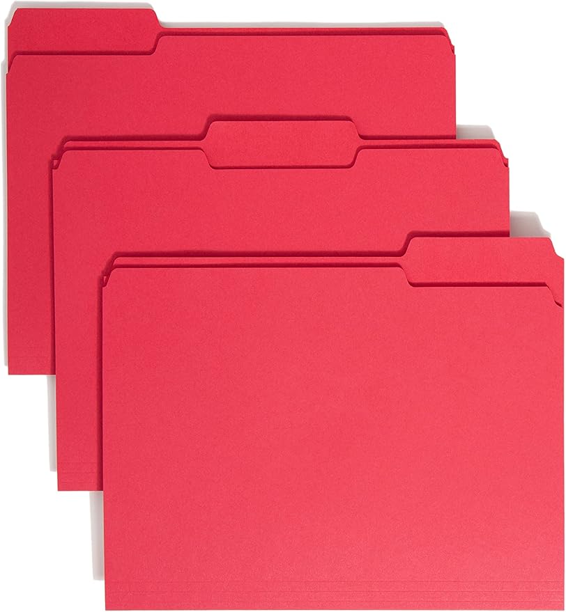Smead Standard File Folders, 500 Count, Value Filing Products, Assorted Colors, Blue, Green, Red, and Yellow, 1/3-Cut Tabs, Letter Size (21126)