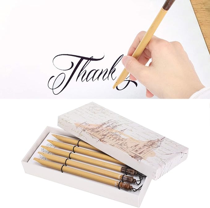 5Pcs 5pcs Calligraphy Dip Pen, Bamboo Reed Qalam Pens, Vintage Handcrafted Manga Calligraphy Pens, Comic Pen Nib Set for Writing, Calligraphy, Painting, Drawing