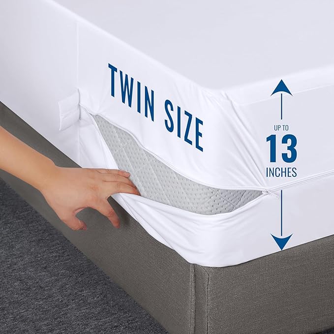 Utopia Bedding Mattress Protector Zippered Twin Size (Pack of 4), 100% Waterproof Bed Bug and Dust Mite Proof Mattress Encasement, Absorbent 6 Sided Mattress Cover