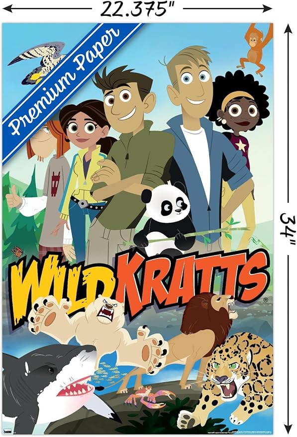 Wild Kratts - Group Wall Poster, 34L" x 22.4W", Premium Poster & Mount Bundle