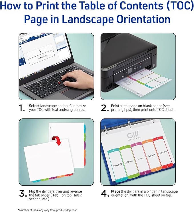 Avery Jan-Dec Dividers for 3 Ring Binders, 12 Tabs per Set, Customizable Table of Contents, Multicolor Arched Tabs, Great for Organizing Reports, Projects, and More (11847)