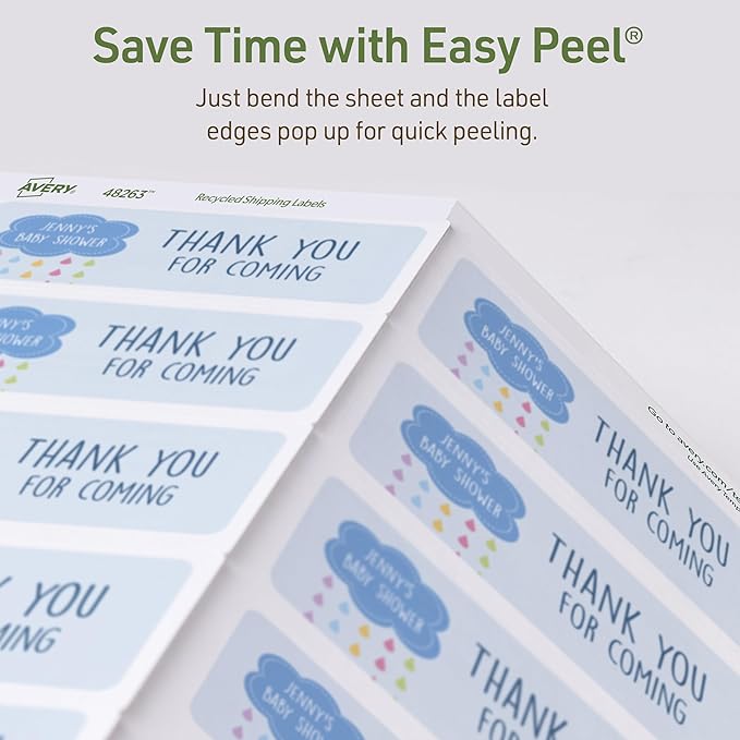 Avery EcoFriendly Recycled Shipping Labels, 2" x 4", White, Permanent Adhesive, Laser & Inkjet Printers, 250 Total, Great for Shipping and Mailing, Product Merchandising, and More (48263)