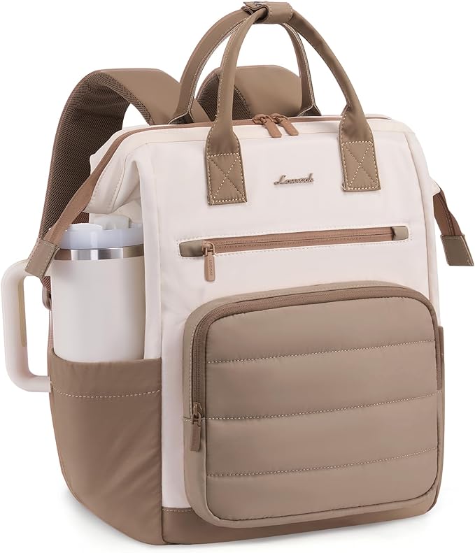 LOVEVOOK Puffer Laptop Backpack for Women, 15.6 Inch Work Backpack purse for Nurse Teacher, College Back to School Bookbag for Teen Girls, Personal Item Travel Bag Computer Daypack for Daily Commute