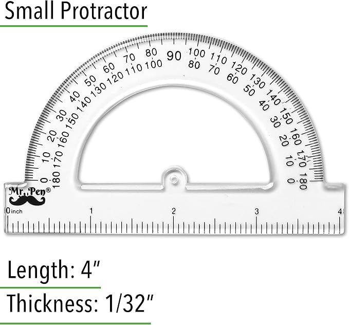 Mr. Pen- Plastic Protractor, 3 Pack, 4 Inch, Small Protractors for Geometry Classroom Student School & Office Supplies, Math Protractors 180 Degrees, Math Geometry