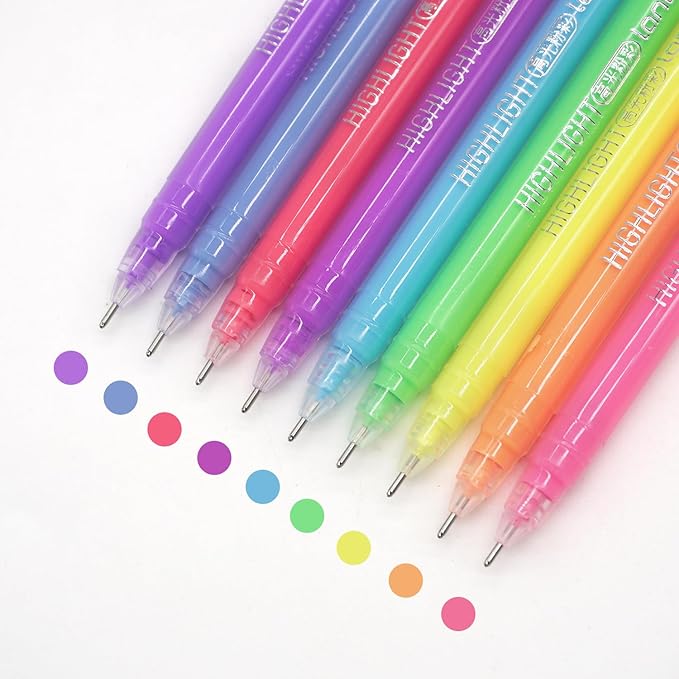Gel Pens with Fine Point 0.6mm, 9 Colors Drawing Pencils for Adult Coloring Books Smooth Writing Pen Set for Journaling(Highlight Pastel)