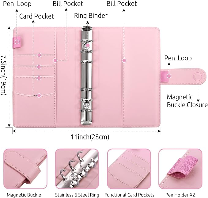 SKYDUE Budget Binder, Money Saving Binder with Zipper Envelopes, Cash Envelopes and Expense Budget Sheets for Budgeting