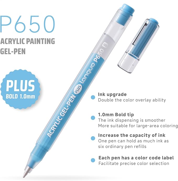 36 Color 1.0mm Fine Pointed Acrylic Gel Pens Coloring for Adult Painting, Writing, Marking, Student Stationery
