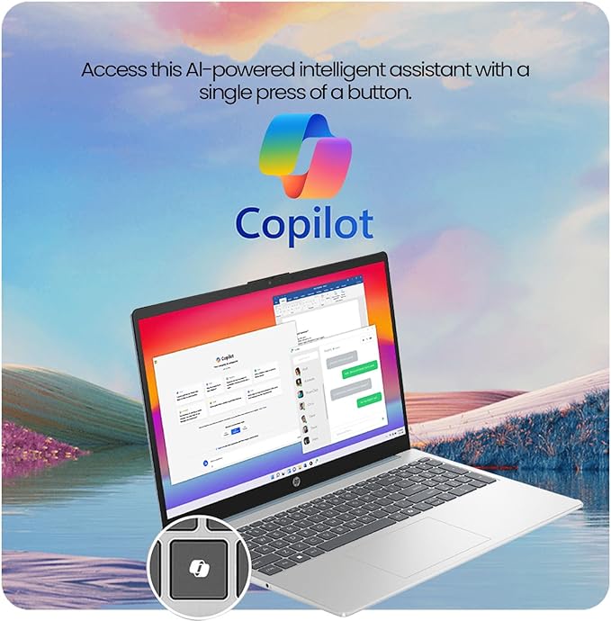 HP 15 AI-Powered Copilot Laptop, 15.6" FHD Touchscreen, 8-Cores Intel Core i3-N305 Processor, 16GB RAM, 512GB PCIe SSD, HDMI, HD Camera, Numeric Keypad, Wi-Fi 6, Windows 11 Home, Blue