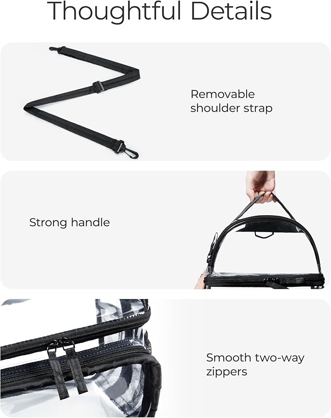 BAGSMART Stadium Approved Clear Bag 12"x6"x12", Double Deck Lunch Box, Convertible to Backpack, Waterproof PVC, Camel