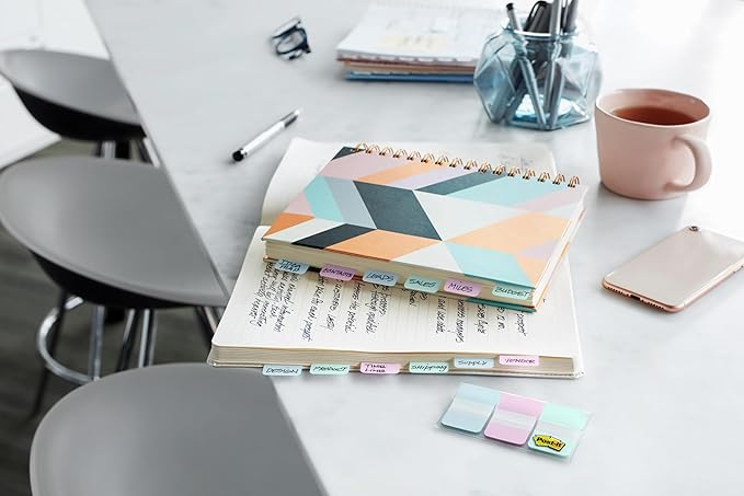 Post-it Tabs, 2 in, Lined, Assorted Primary Colors, 6 Tabs/Color, 4 Colors, 24 Tabs/Pack (686F-1)
