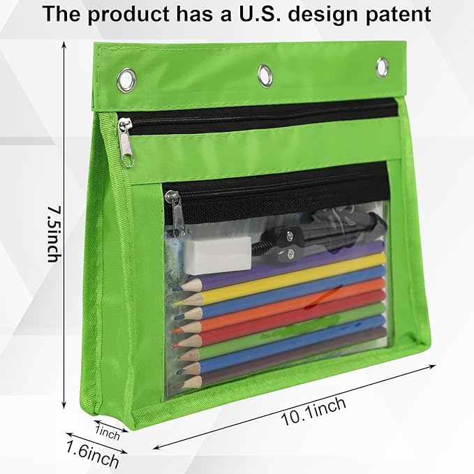 YoeeJob 6 Pack 1 Inch Expandable Zipper Pencil Pouches with Clear Window for 3 Ring Binder, Suitable for School & Office(Multicolor)