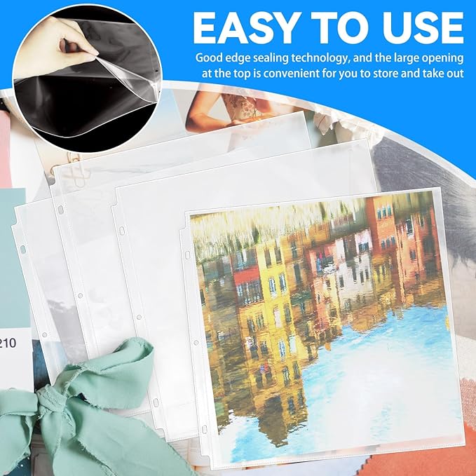 Vmiapxo 40 Pack Scrapbook Refill Pages 12x12 Inch, Clear Page Protectors Fit 3 Ring Scrapbooking Binder & 12 x 12 Photo Album, Heavyweight Plastic Protective Sleeves, Sheet Protectors
