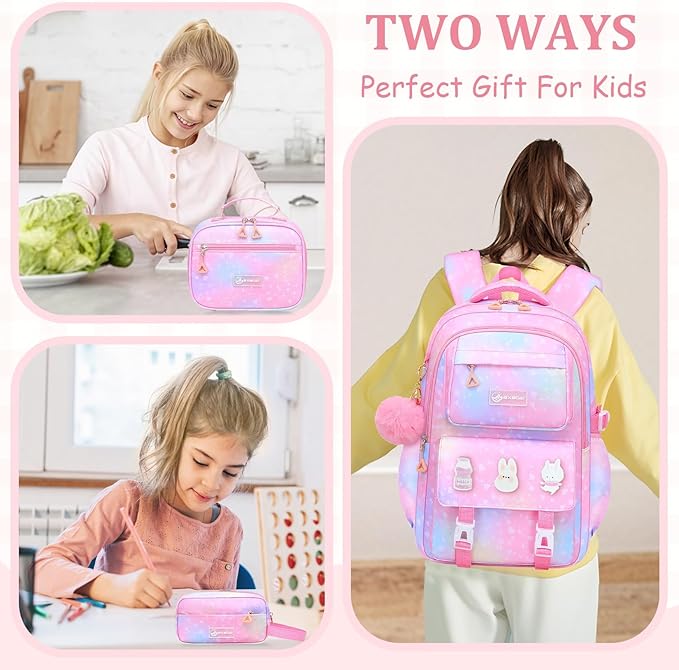 Kids Backpacks for Girls - Cute Girls Backpack for Elementary, Middle and High School Students - 18" School Bookbag