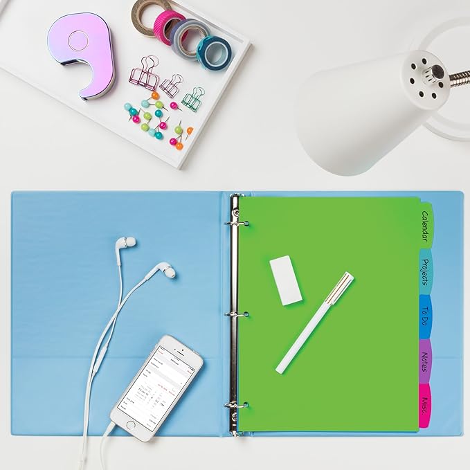 Avery Write & Erase 5 Tabs Pastel Plastic Divider for 3 Ring Binders, 3 Sets (5 Colors)