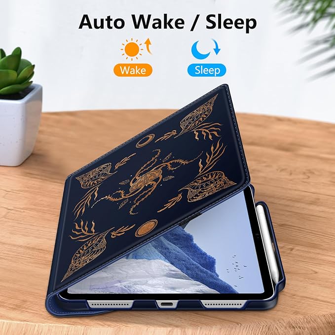 Fintie Rotating Case for iPad (A16) 11th Generation 11 Inch (2025), iPad 10th Generation 10.9 Inch (2022) - [Built-in Pencil Holder] 360 Degree Rotating Protective Stand Cover, Sea Conch