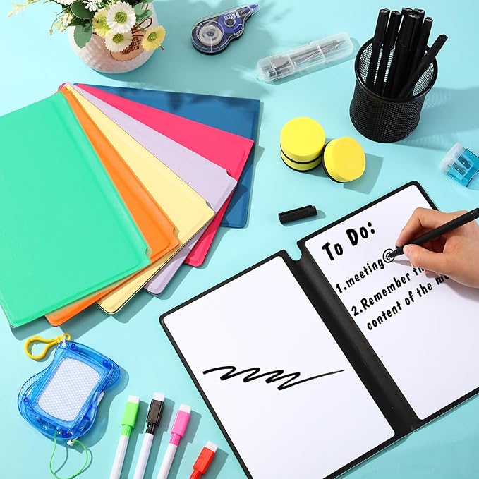 12 Packs A5 Dry Erase Board Back to School Portable Double Sided Folding Whiteboards with Pen Small Dry Erase Board for Study Meeting Doodling Planning Home School Office Classroom