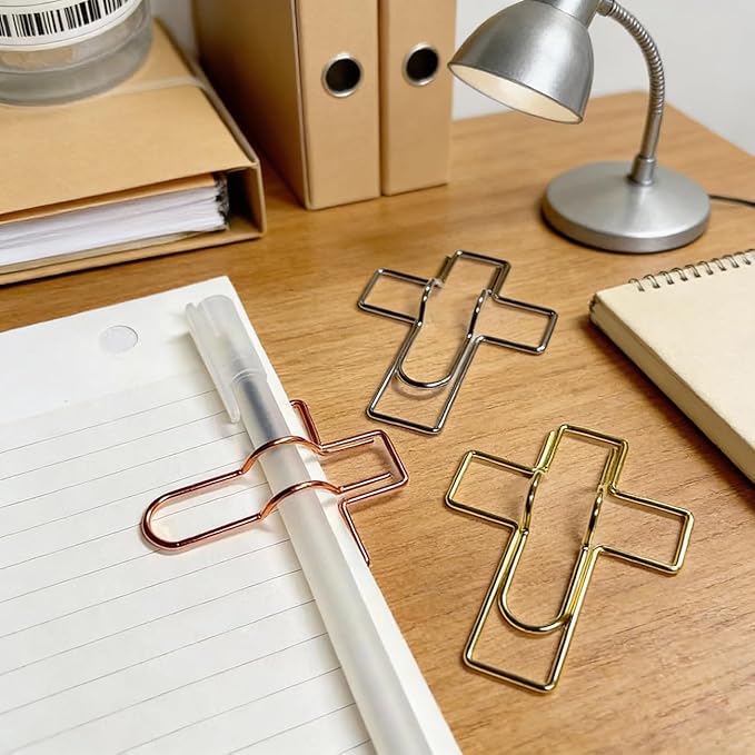 Large Metal Pen Clip 7-Pack – Heavy Duty Cross Pen Holder for Notebook, Journal & Planner, Strong Grip Pen Attachment, Gold Rose Gold Silver Set