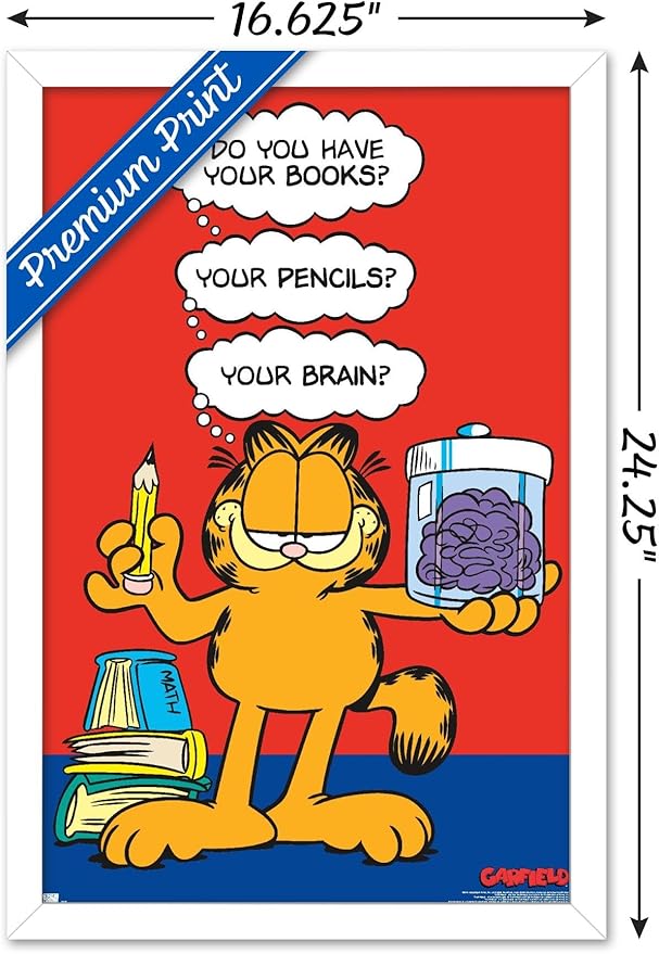 Garfield - Brain Wall Poster, 22.4L" x 14.7W", White Framed Version