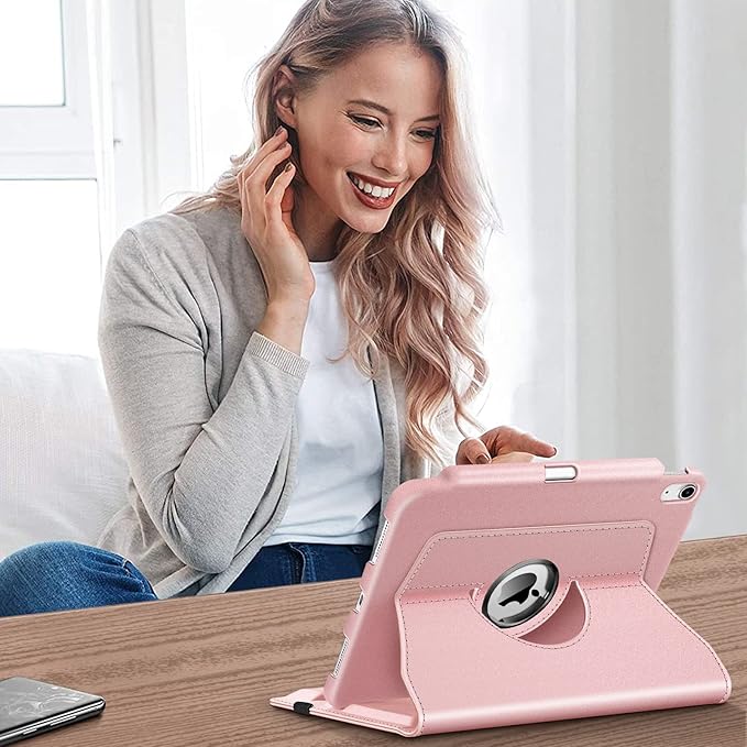 Fintie Rotating Case for iPad (A16) 11th Generation 11 Inch (2025), iPad 10th Generation 10.9 Inch (2022) - [Built-in Pencil Holder] 360 Degree Rotating Protective Stand Cover, Rose Gold