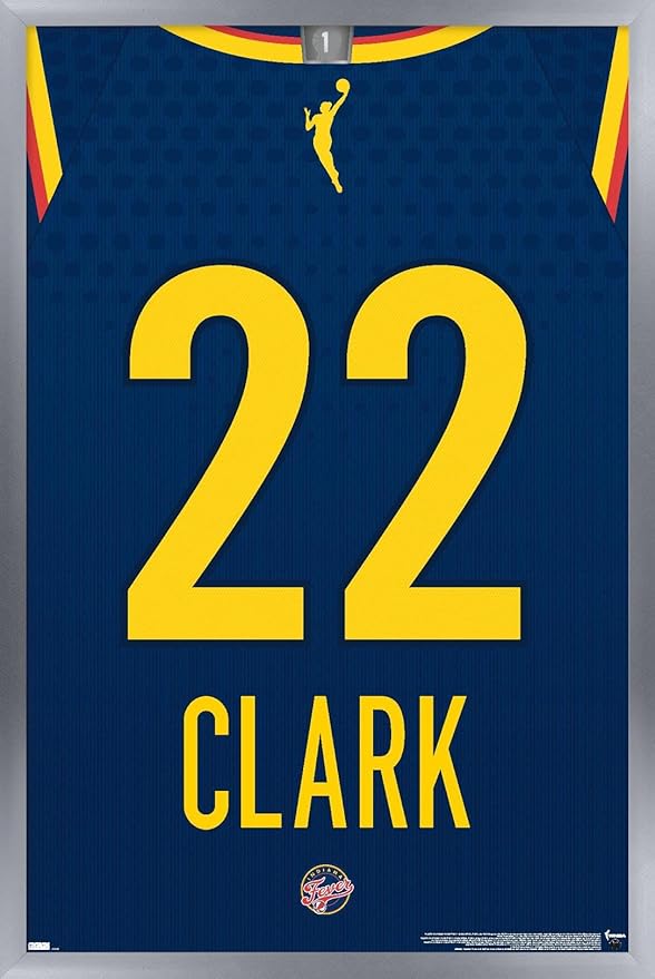 WNBA Indiana Fever - Caitlin Clark Jersey Wall Poster, 34L" x 22.4W", Silver Framed Version