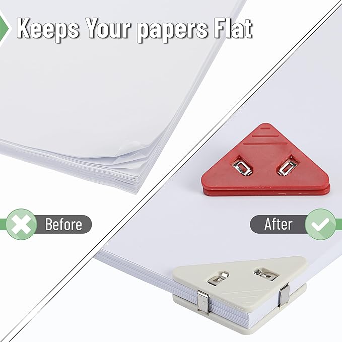 Mr. Pen- Corner Paper Clips, 20Pack, 4 Colors, Triangular File Corner Clip