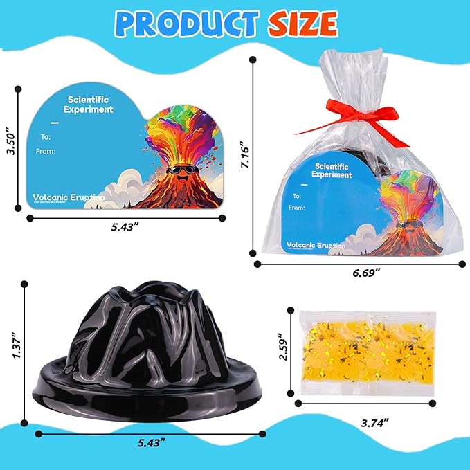 24 Pack Erupting Volcano Science Kit Valentines Gifts Party Favors with Valentine's Cards STEM Projects Educational Toys for Boys Girls School Exchange