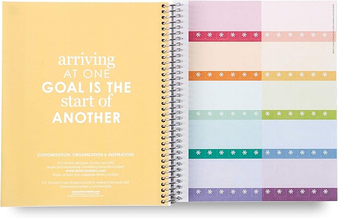 Erin Condren 8.5" X 11" Spiral Bound Productivity Notebook, Kaleidoscope Colorful, Functional 160 Lined Page and 80Lb Thick Paper Spiral Notebook, Stickers Included