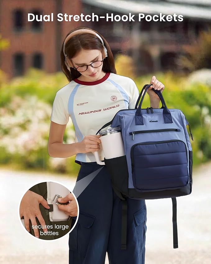 LOVEVOOK Puffer Laptop Backpack for Women, 15.6 Inch Work Backpack purse for Nurse Teacher, College Back to School Bookbag for Teen Girls, Personal Item Travel Bag Computer Daypack for Daily Commute