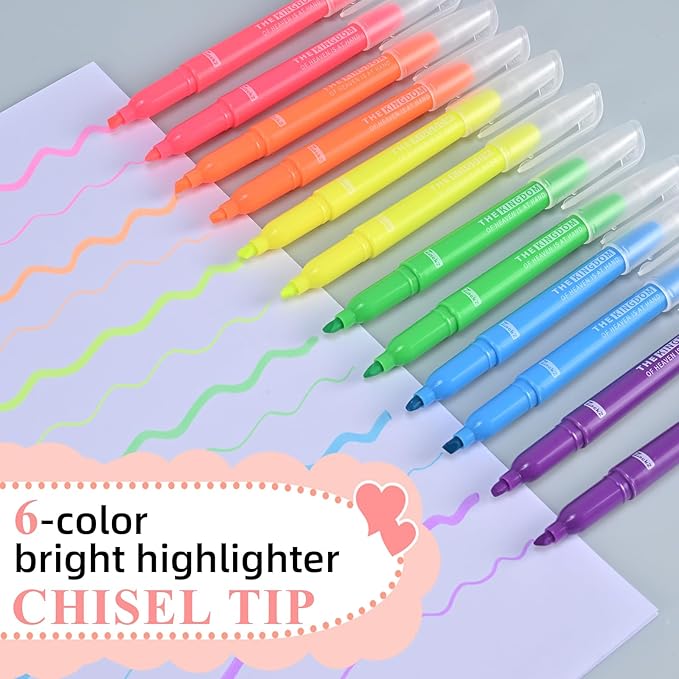 7-ackz Bible Highlighters Assorted Colors with Verses, 75 Tabs, Chisel Tip, Bulk Fluorescent, Dry Quick Bright Colors, Perfect for Bible Study Journaling, 6 Candy Color 30 Pack