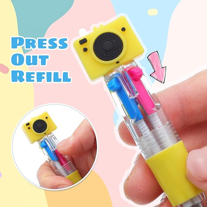 BESARME 16 Pcs Fun Pens for Kids, Multicolor Pens in One Valentines Classroom Gifts for Students 4-in-1 Cute Pen Bulk for Birthday Party Favors