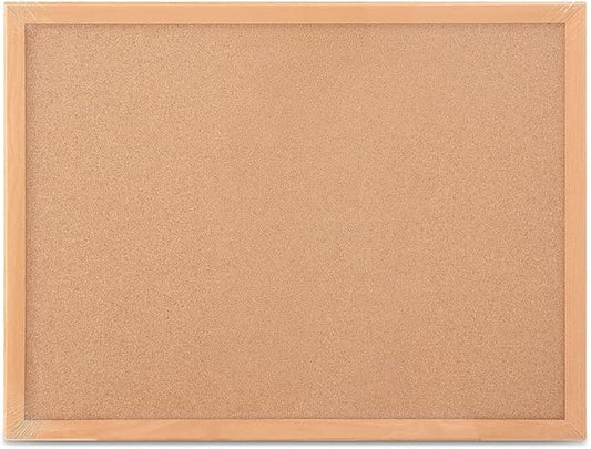 Staples Standard Cork Bulletin Board with Oak Finish Frame, 2 ft W x 1.5 ft H Wall Mounted Cork Message Board for Home Office and Classroom