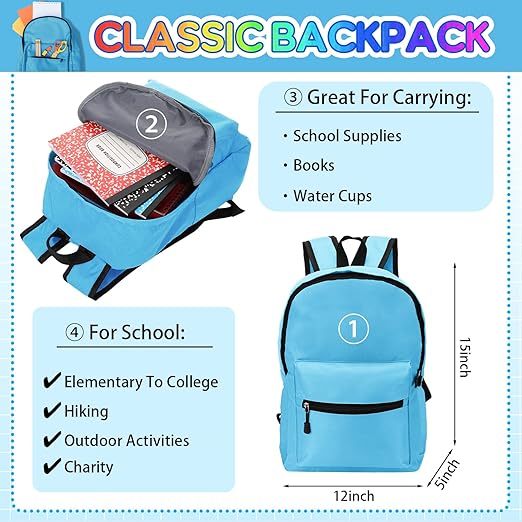 126 Pcs Christmas Middle High School Supplies Kit with Backpack for Student 7-12 Grades, School Supplies Bulk Bundle Essential Notebook Calculator for Xmas Holiday Gifts(Blue)