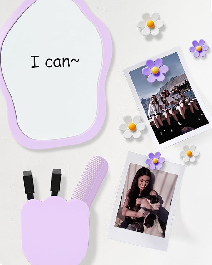 KEYDUACU 12 pcs Girls Locker Accessories, Locker Decorations Including Mirrors, whiteboards, Magnets and organizing Supplies. Ideal for Back-to-School Essentials and The Office (12 pcs-Purple)