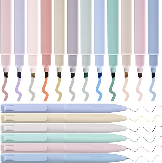 12 Pastel No Bleed Bible Highlighters and 6 Multicolor Fineliner Pens Set, Cute Aesthetic Assorted Colors Markers for Bible Studying Journaling Office School Supplies, Quick Dry