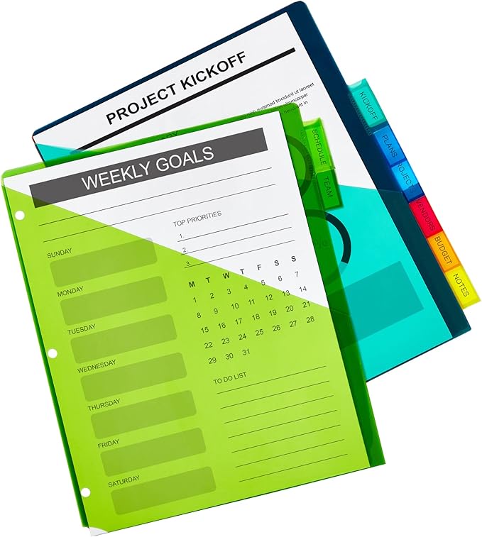 Avery Dividers for 3 Ring Binders, 8-Tab Sets, Two-Pocket Plastic Binder Dividers with Tabs, Multicolor, 3 Sets (71907)