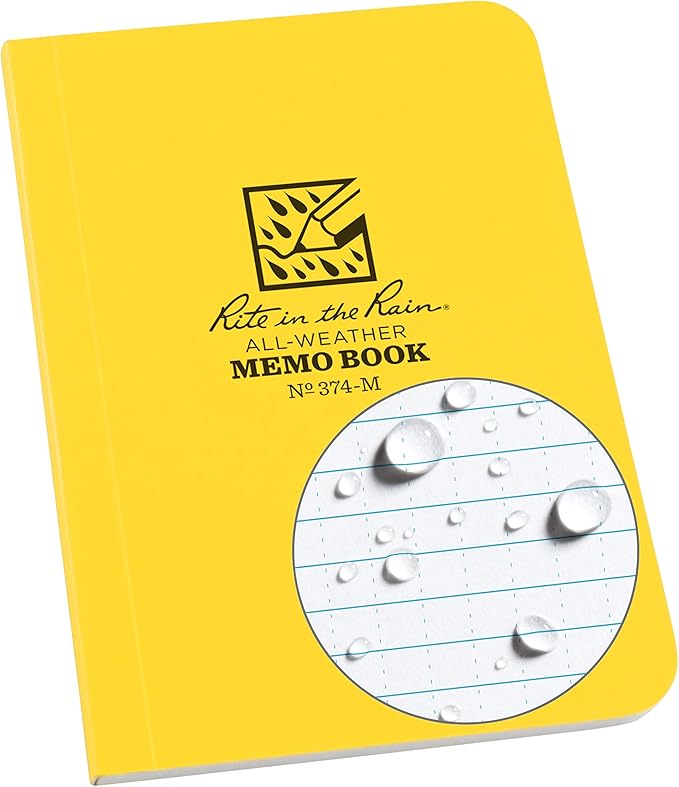 Rite In The Rain Weatherproof Soft Cover Notebook, 3.5" x 5", Yellow Cover, Universal Pattern (No. 374-M)