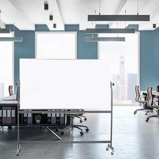 Pearington Dry Erase Markers Magnetic White Board- Mobile and Reversible with Aluminum Frame, 72" W x 40" H- for Classroom, Home, or Office Presentations or Study Notes