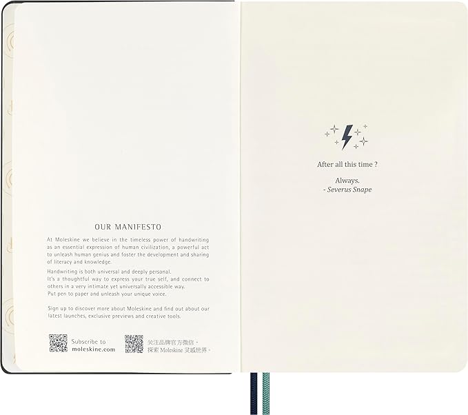 Moleskine Limited Edition Harry Potter Expecto Patronum spell Notebook with glow in the dark special-effect, Hard Cover, Ruled, Large (5" x 8.25"), Petrolum Blue, 176 pages